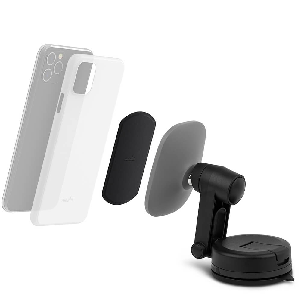 Moshi SnapTo Universal Car Mount – магнитна поставка за таблото, стъклото или радиатора на кола (черен)