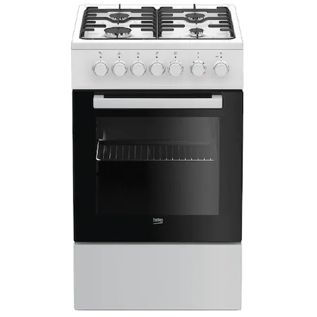 Комбинирана печка Beko FSE52120DWO, 4 нагревателни зони, Ел. запалване, Мултифункционална ел. фурна, 6 функции, Клас A, 50 см, Бяла