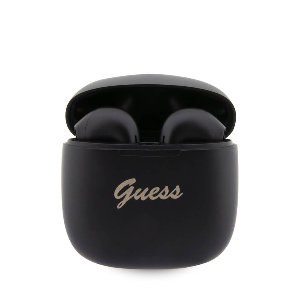 Guess Script Logo True Wireless 5.3 6H Stereo TWS Headset – безжични блутут слушалки със зареждащ кейс за мобилни устройства (черен)