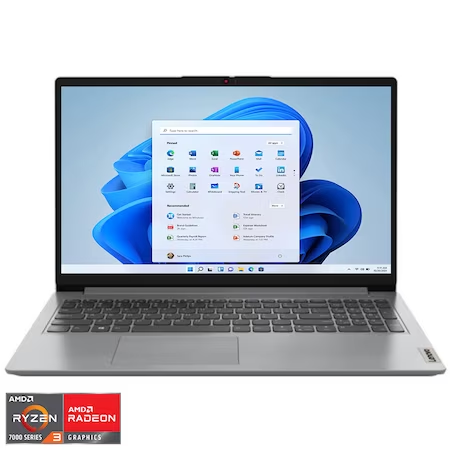 Лаптоп Lenovo IdeaPad 1 15AMN7, AMD Ryzen™ 3 7320U, 15,6″, Full HD, RAM 4GB, 128GB SSD, AMD Radeon™ Graphics, Windows® 11 Home in S mode, Cloud Grey