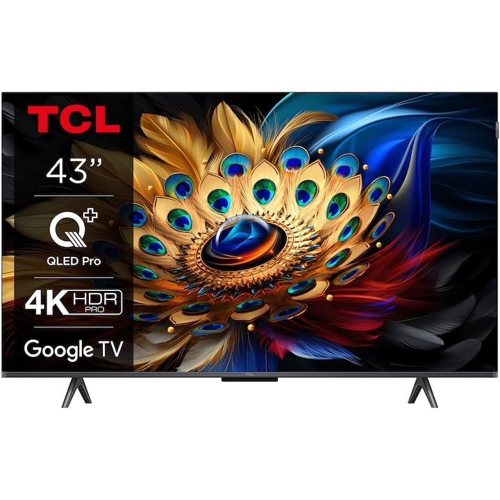 Телевизор TCL QLED 43C655, 43″ (108 см), Smart Google TV, 4K Ultra HD, Клас F (Модел 2024)