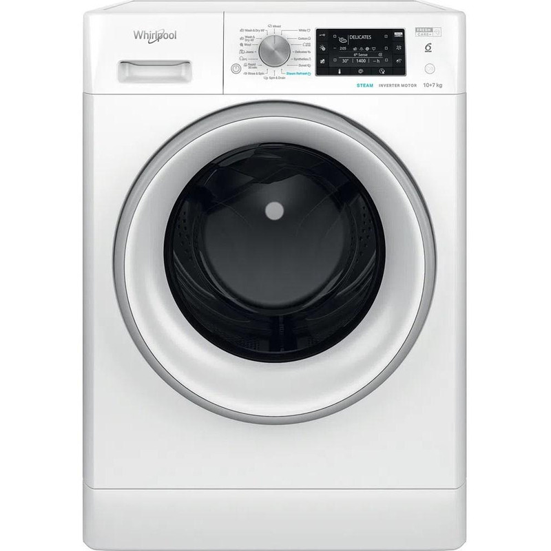 Пералня със сушилня Whirlpool FFWDD 1076258 SV EE , 1600 об./мин., 10.00 kg, 7 kg, E , Бял