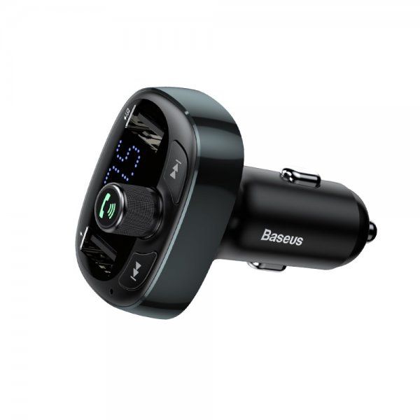 Baseus T-Typed Bluetooth FM Transmitter – блутут FM трансмитер и зарядно за кола за мобилни устройства (черен)