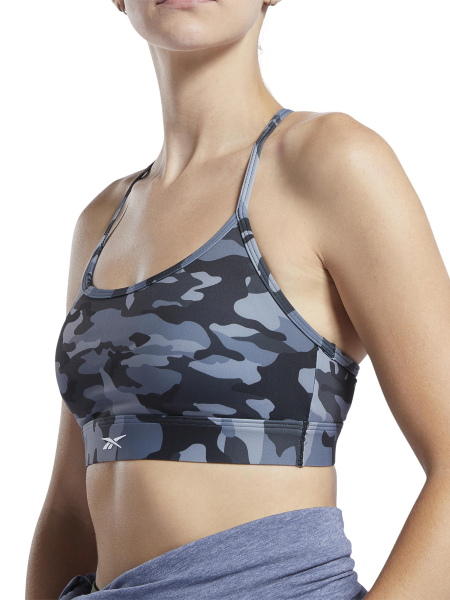 REEBOK Спортен сутиен Lux Skinny Strap Camo Print Sports