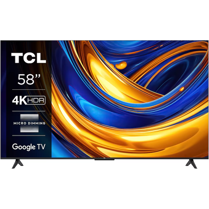 Телевизор TCL LED 58P655, 58″ (146 см), Smart Google TV, 4K Ultra HD, Клас E (Модел 2024)