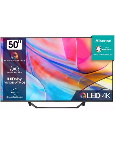 Смарт телевизор Hisense 50A7KQ, 50“, QLED, 4K, тъмносив