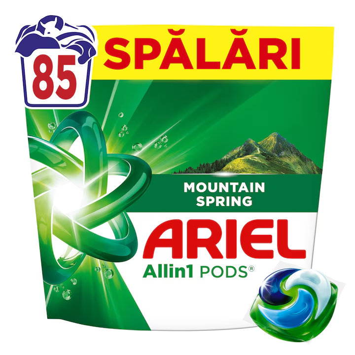 Капсули за пране Ariel Allin1 PODS Mountain Spring, 85 пранета